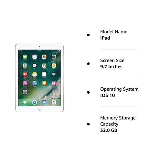 2017 Apple iPad (9.7 -inch, Wi-Fi + Cellular, 32GB)- Silver (Renewed