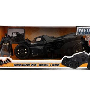 Jada Toys DC Comics Batman 2015 Arkham Knight Batmobile & Batman Metals Die-cast collectible toy vehicle with figure, Black, 1:24 Scale