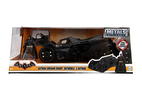 Jada Toys DC Comics Batman 2015 Arkham Knight Batmobile & Batman Metals Die-cast collectible toy vehicle with figure, Black, 1:24 Scale