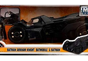 Jada Toys DC Comics Batman 2015 Arkham Knight Batmobile & Batman Metals Die-cast collectible toy vehicle with figure, Black, 1:24 Scale