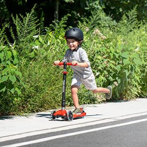 Jetson 3-Wheel Scooters - Twin Kick Scooter (Red) - Collapsible Portable Kids Three Wheel Push Scooter - Lightweight Folding Design with High Visibility RGB Light Up LED Wheels