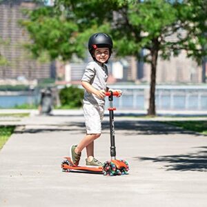 Jetson 3-Wheel Scooters - Twin Kick Scooter (Red) - Collapsible Portable Kids Three Wheel Push Scooter - Lightweight Folding Design with High Visibility RGB Light Up LED Wheels