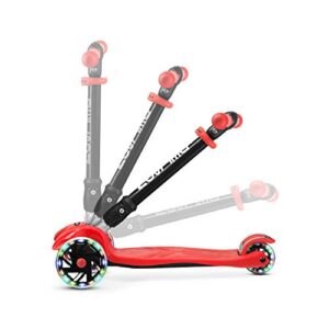 Jetson 3-Wheel Scooters - Twin Kick Scooter (Red) - Collapsible Portable Kids Three Wheel Push Scooter - Lightweight Folding Design with High Visibility RGB Light Up LED Wheels