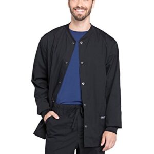 Cherokee Men's Snap Front Jacket with Long Sleeve Rib-Knit Collar and Cuffs WW360, L, Black