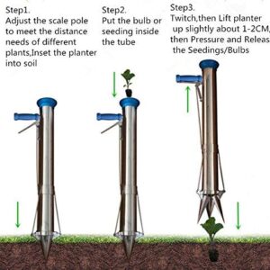 Ymachray Long Handled Bulb Planter Tools and Vegetable Seedling Tool Manual Plant Transplanter Bulb Planter