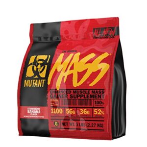 mutant mass | weight mass gainer protein powder - high calorie protein powder for mass gain - strawberry banana - 5 pound