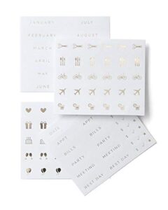 russell+hazel smartdate sticker markers for planners, white with gold foil, 4 sheets, 3.5” x 3”, 27623