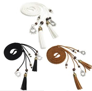 exotic women waist belt/rope/chain with tassel and beads in 8 colors (black tan white)