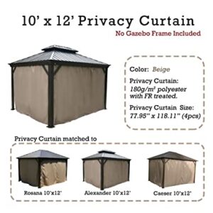 Kozyard Hardtop Gazebo Privacy Curtain Sidewall (for for Alexander, Caesar, Rosana, Apollo Models) (10ft x 12ft, Brown)