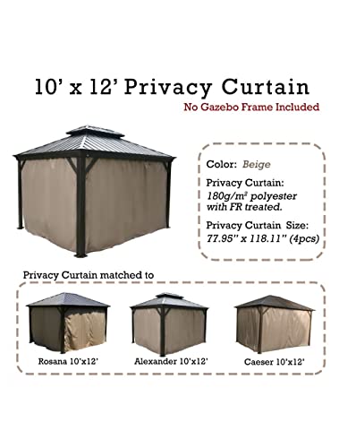 Kozyard Hardtop Gazebo Privacy Curtain Sidewall (for for Alexander, Caesar, Rosana, Apollo Models) (10ft x 12ft, Brown)