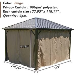 Kozyard Hardtop Gazebo Privacy Curtain Sidewall (for for Alexander, Caesar, Rosana, Apollo Models) (10ft x 12ft, Brown)