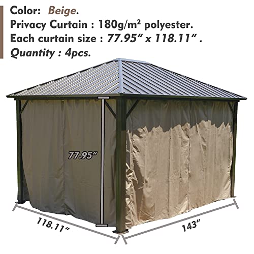 Kozyard Hardtop Gazebo Privacy Curtain Sidewall (for for Alexander, Caesar, Rosana, Apollo Models) (10ft x 12ft, Brown)