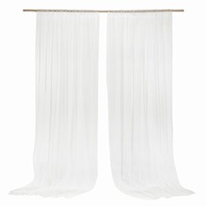 ling's moment wrinkle-free wedding backdrop curtains 2 panels 5ft x 10ft 50% transparency white chiffon like fabric drapes for wedding arch party stage decoration canopy bed curtains