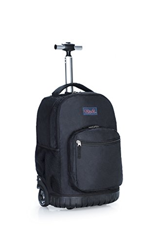 Tilami Rolling Backpack 18 Inch for School Travel, Black