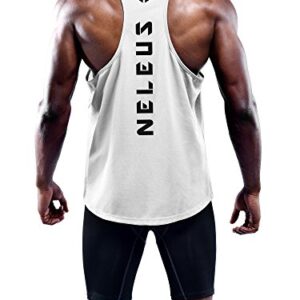 NELEUS Men's 3 Pack Dry Fit Athletic Muscle Tank Workout Gym Shirt,5031,Black,Grey,White,XL,EU 2XL