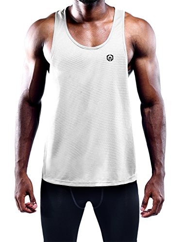 NELEUS Men's 3 Pack Dry Fit Athletic Muscle Tank Workout Gym Shirt,5031,Black,Grey,White,XL,EU 2XL