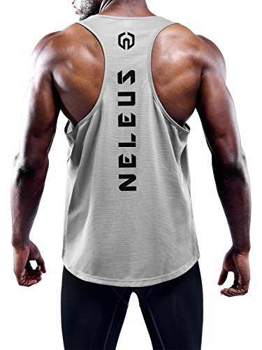 NELEUS Men's 3 Pack Dry Fit Athletic Muscle Tank Workout Gym Shirt,5031,Black,Grey,White,XL,EU 2XL