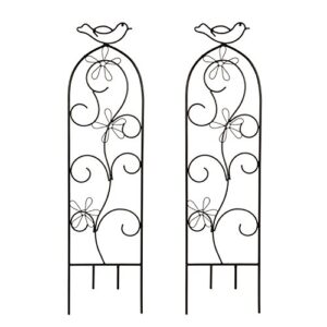 hosley set of 2 iron wave pot trellis 28 inch high. ideal gift for wedding or party and use next to structures home or office or in planters for growing floral plants vines and vegetables o4