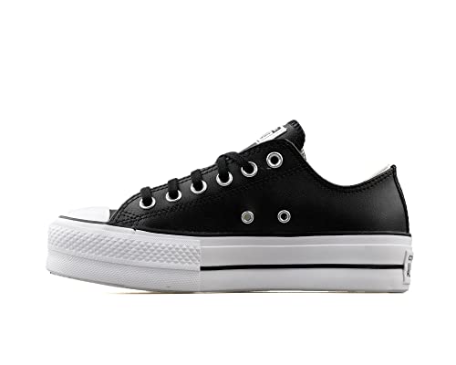 Converse Women's Chuck Taylor All Star Lift Clean Sneaker, Black/Black/White, 8.5 M US