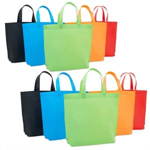 juvale 10 pack reusable tote bags with handles for shopping, bulk cloth bags for groceries (15x12.5 in, 5 assorted colors)