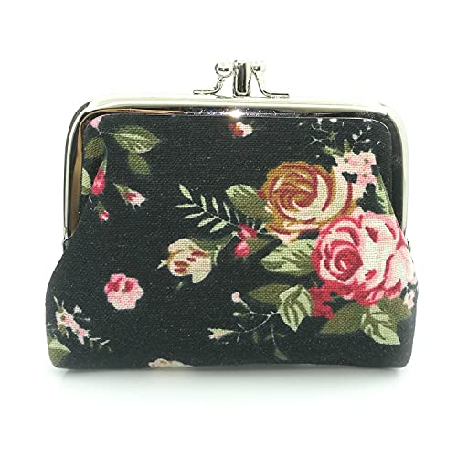 Cute Floral Buckle Coin Purses Vintage Pouch Kiss-lock Change Purse Wallets (01)