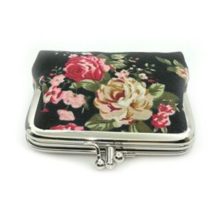 Cute Floral Buckle Coin Purses Vintage Pouch Kiss-lock Change Purse Wallets (01)