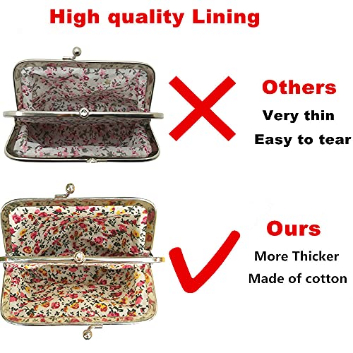 Cute Floral Buckle Coin Purses Vintage Pouch Kiss-lock Change Purse Wallets (01)