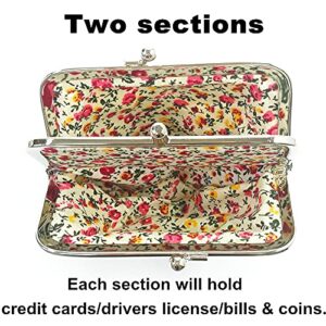 Cute Floral Buckle Coin Purses Vintage Pouch Kiss-lock Change Purse Wallets (01)