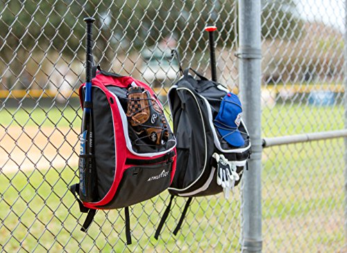 Athletico Baseball Bat Bag - Backpack, T-Ball & Softball Equipment & Gear for Youth and Adults | Holds Helmet, Glove | Shoe Compartment & Fence Hook (Magenta)