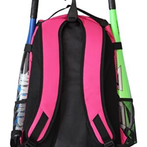 Athletico Baseball Bat Bag - Backpack, T-Ball & Softball Equipment & Gear for Youth and Adults | Holds Helmet, Glove | Shoe Compartment & Fence Hook (Magenta)