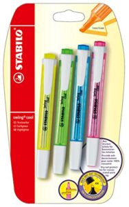 stabilo swing cool highlighters pack of 4 green yellow blue pink