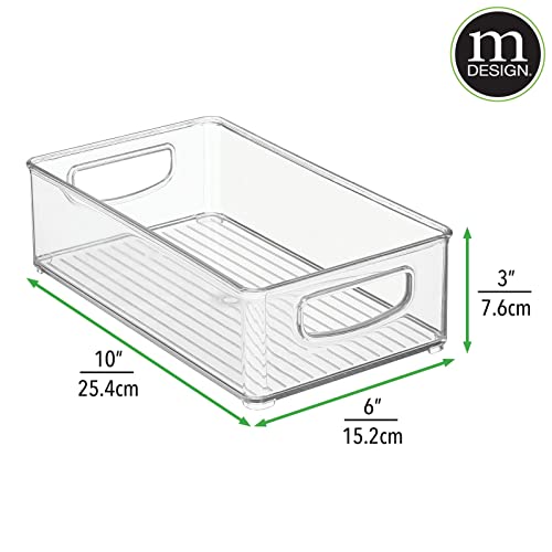 mDesign Small Plastic Bathroom Storage Container Bins with Handles for Organization in Closet, Cabinet, Vanity or Cupboard Shelf, Accessory Organizer - Ligne Collection - 2 Pack - Clear