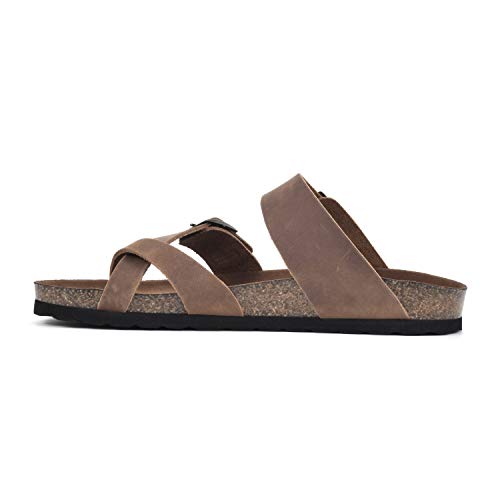 WHITE MOUNTAIN Shoes Gracie Women's Flat Sandal, Brown/Leather, 9 M