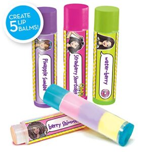 Horizon Group USA Barbie Make Your Own Layered Lip Balm Kit, DIY 5 Custom Lip balms by Mixing Flavors Like Vanilla, Strawberry, Watermelon & Tropical Punch, Multicolored