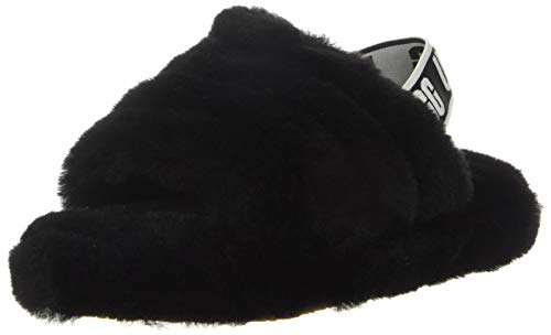 UGG womens Fluff Yeah Slide Slipper, Black, 7 US