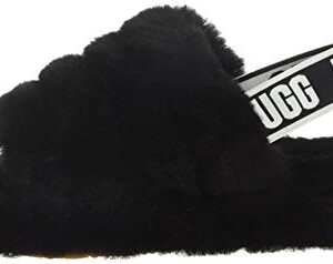 UGG womens Fluff Yeah Slide Slipper, Black, 7 US