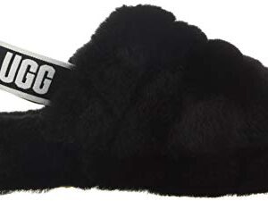 UGG womens Fluff Yeah Slide Slipper, Black, 7 US