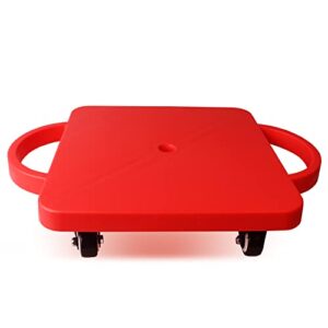 gse floor scooter board with handles, sitting scooter for kids indoor play equipment, fun scoot board with non-marring plastic casters for children(red)