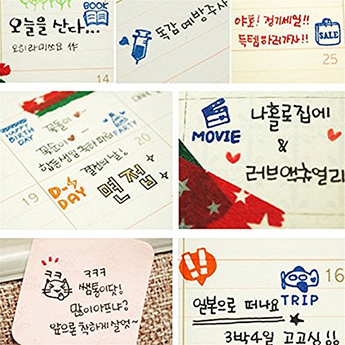 Wooden Rubber Stamps，Youkwer 25 Pcs Mini Cute DIY Diary Stamps Set with Wooden Box （Happy Life,Set of 25）