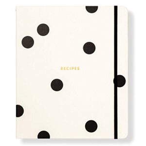 kate spade new york recipe book with 7 tabbed sections and recipe card sleeves, deco dot