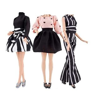 E-TING Handmade Doll Clothes Short Skirt Jumpsuits Office Style Wears Dress for 11.5 inches Girl Dolls (3 Sets)