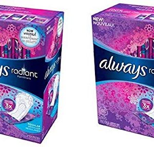 Always Radiant Pantyliners, Regular, Unscented, 48 Count, 2 Pack. (Includes 96 Pantiliners Total.)