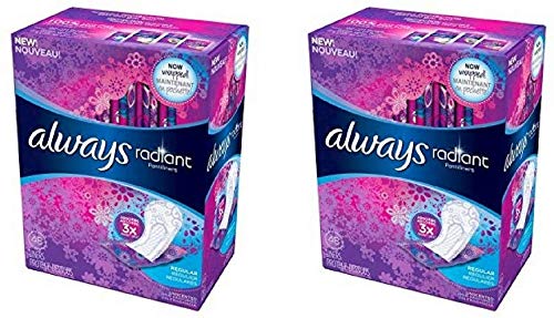 Always Radiant Pantyliners, Regular, Unscented, 48 Count, 2 Pack. (Includes 96 Pantiliners Total.)