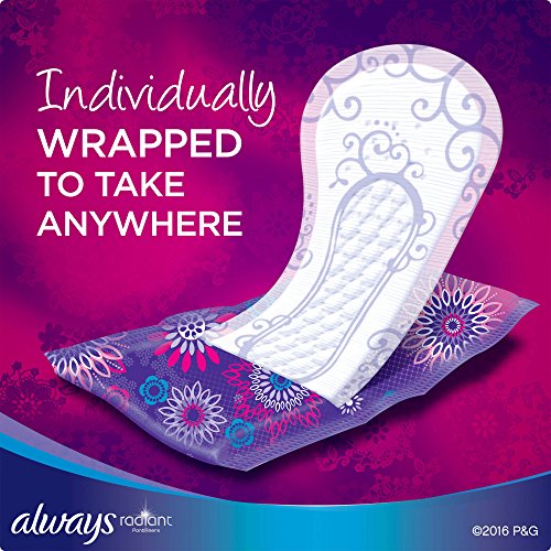 Always Radiant Pantyliners, Regular, Unscented, 48 Count, 2 Pack. (Includes 96 Pantiliners Total.)