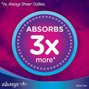 Always Radiant Pantyliners, Regular, Unscented, 48 Count, 2 Pack. (Includes 96 Pantiliners Total.)