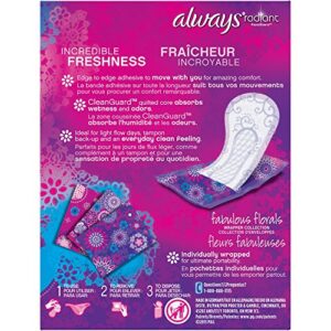 Always Radiant Pantyliners, Regular, Unscented, 48 Count, 2 Pack. (Includes 96 Pantiliners Total.)