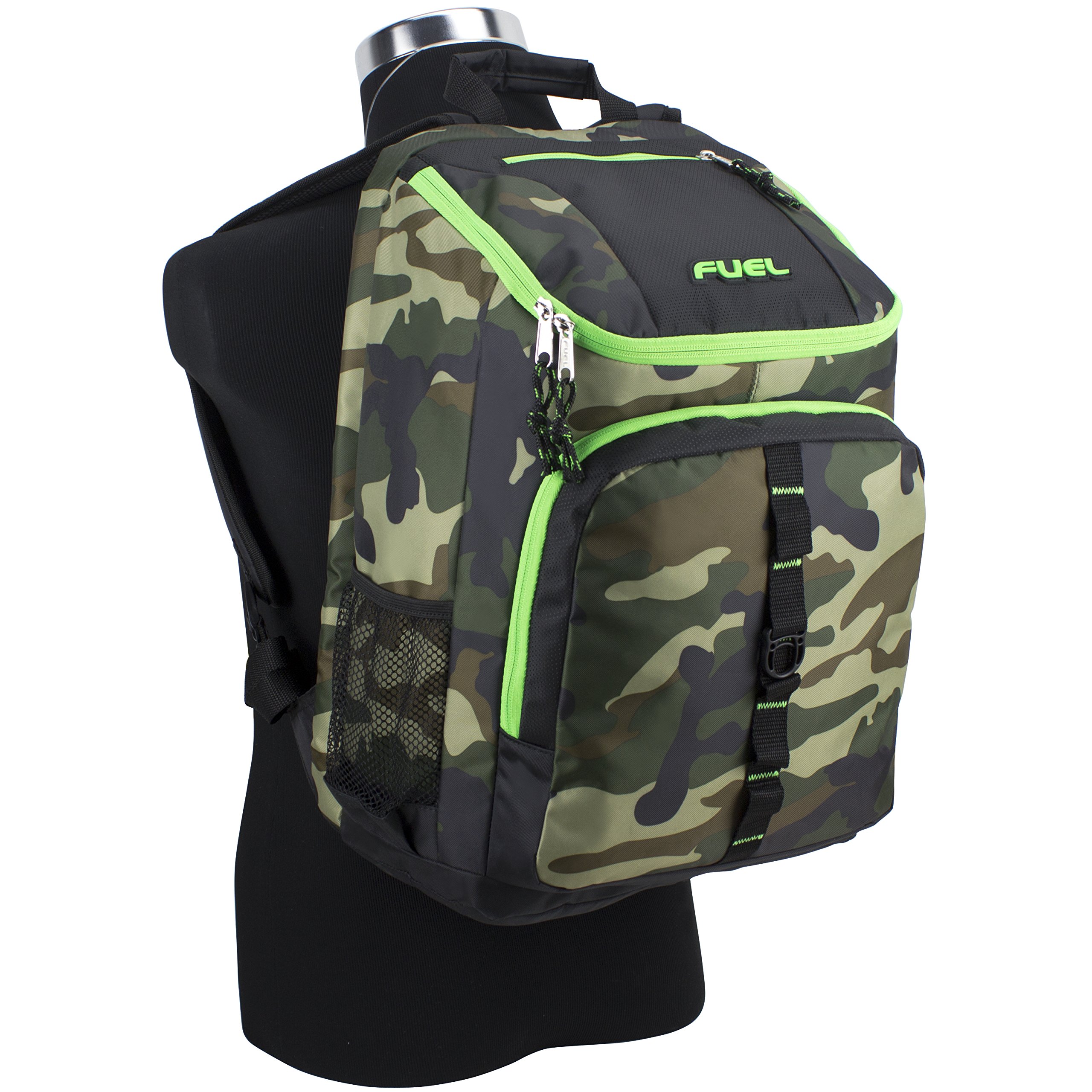 FUEL Top Load Multipurpose Backpack, Extra Large Main Compartment w/Easy Access, Padded Back w/Adjustable Comfort Straps, Front Molle Loops - Army Camo