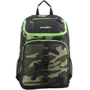 FUEL Top Load Multipurpose Backpack, Extra Large Main Compartment w/Easy Access, Padded Back w/Adjustable Comfort Straps, Front Molle Loops - Army Camo