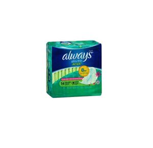 always fresh ultra thin pads long super flexi-wings clean scent - 14 ct, pack of 1