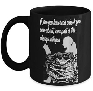 book lover mug (black) once you have read a book..., with image bookworm gift, novelty gifts, ceramic coffee cup by vitazi kitchenware (11 ounces)